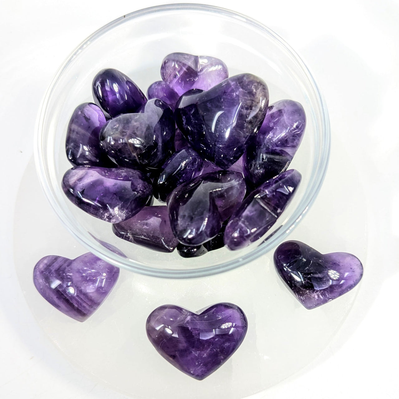 Amethyst 1-1.4’’ Mini Heart #BC0215 with translucent purple crystalline facets