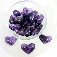Amethyst 1-1.4’’ Mini Heart #BC0215 with translucent purple crystalline facets
