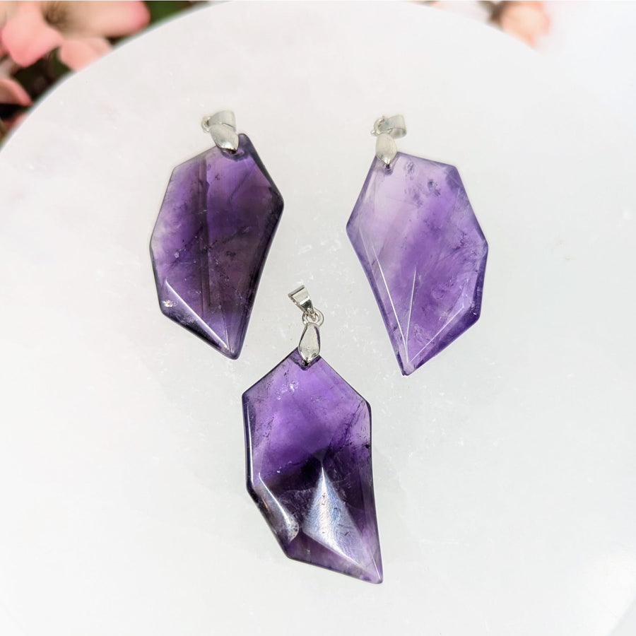 Amethyst 1.5’’ Faceted Wing Pendant #LV9702 - $15
