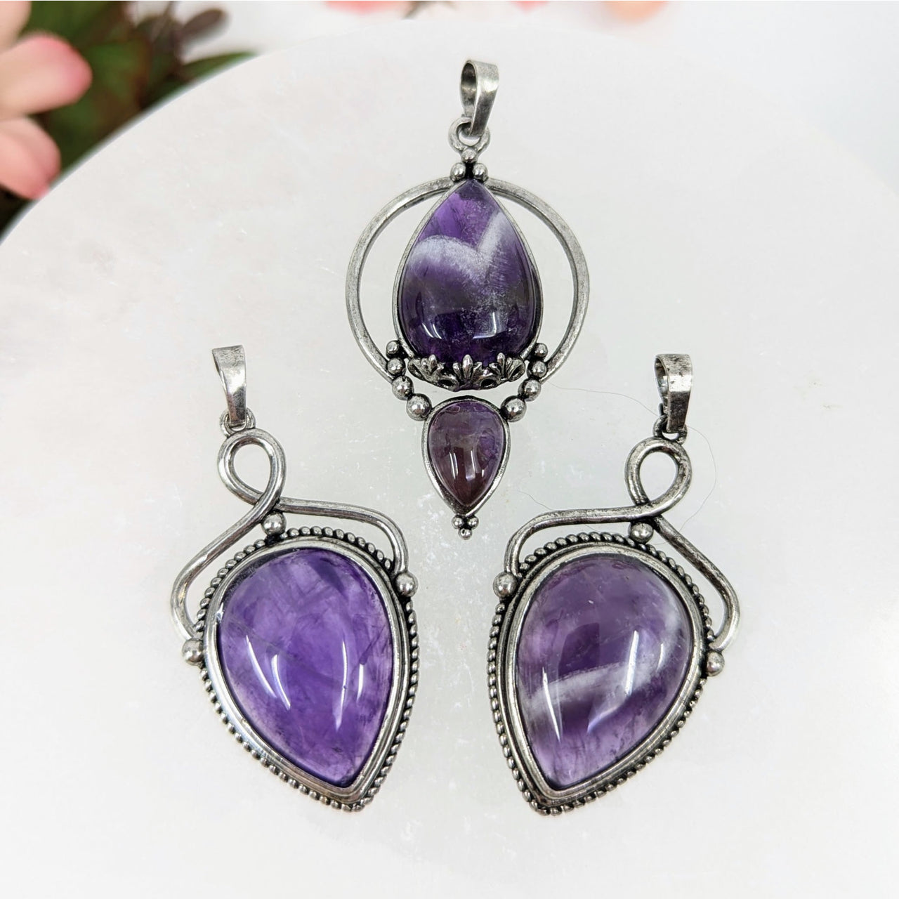 Amethyst 1.6’’ Teardrop Filigree Pendant #LV9703