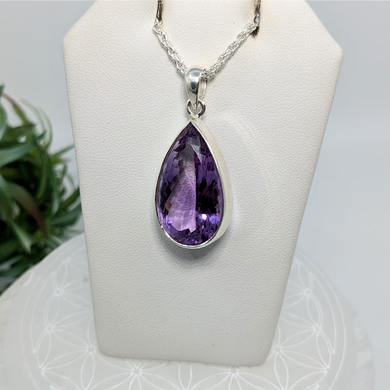 Amethyst 1’’ Faceted Teardrop Pendant #LV5602 - $108