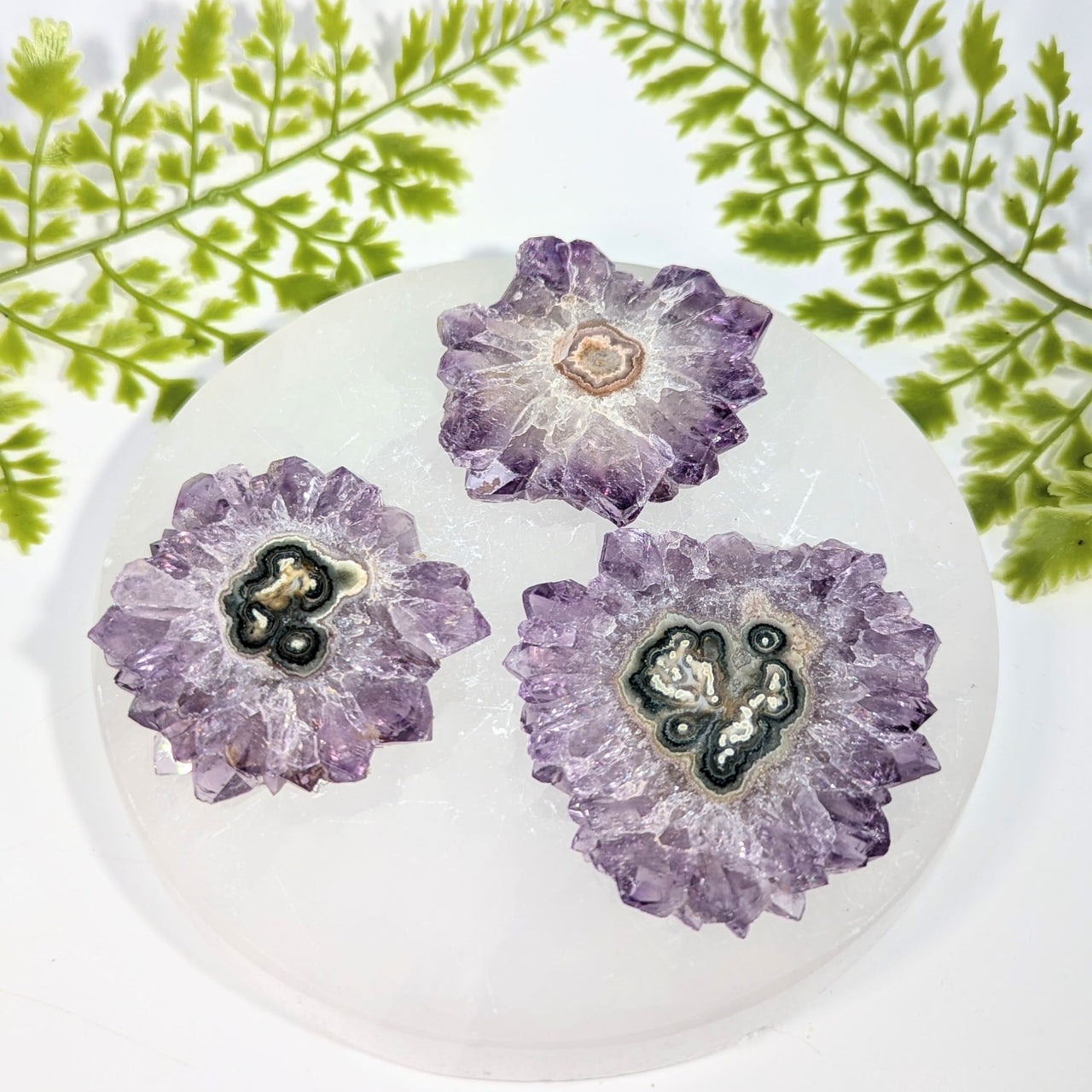 Three 2.2-2.4in purple amethyst geode stalactite stars #BC1236