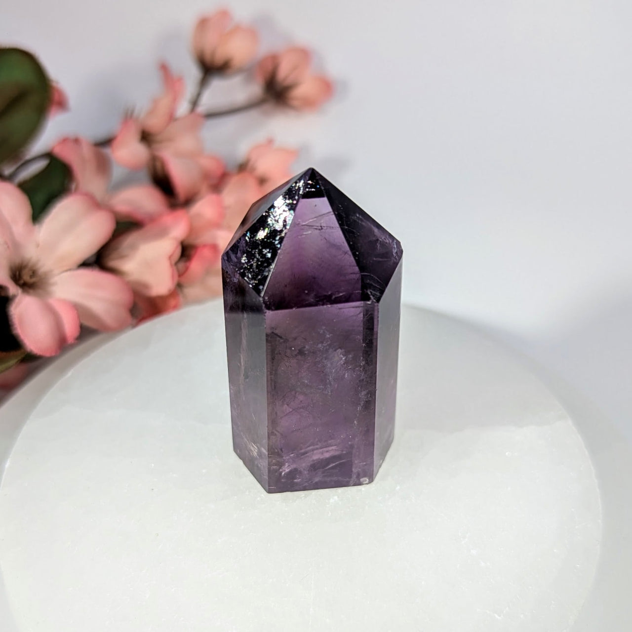 Polished purple amethyst 2.25’’ mini tower crystal point #BC0226