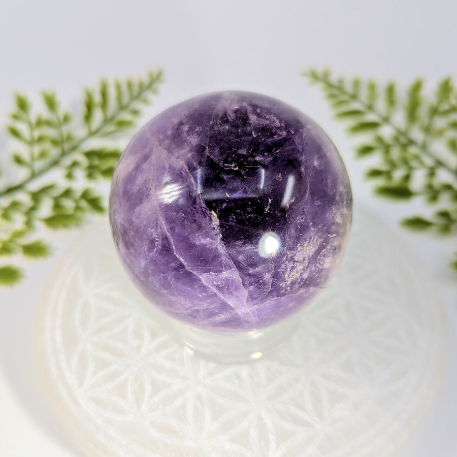 Polished 2.3-inch purple amethyst sphere #BC1132 with banding