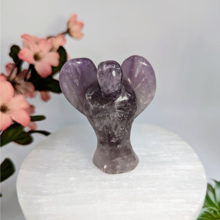 Amethyst Crystal Angel Figurine from Amethyst 2.5 Inch Large Angel Carving #LV8092