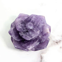 Thumbnail for Amethyst 2.5’ Small Rose Carving #LV2022 on a Marble Surface - Purple Rose Shaped Rock