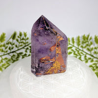 Faceted purple amethyst crystal generator 2.8in #BC1266 with golden inclusions