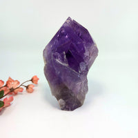 Thumbnail for Purple Amethyst Crystal in 5.9-inch Half Polished Generator for Healing and Meditation
