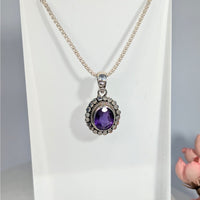 Amethyst.5’’ Oval Faceted Circle design Earrings #LV9937