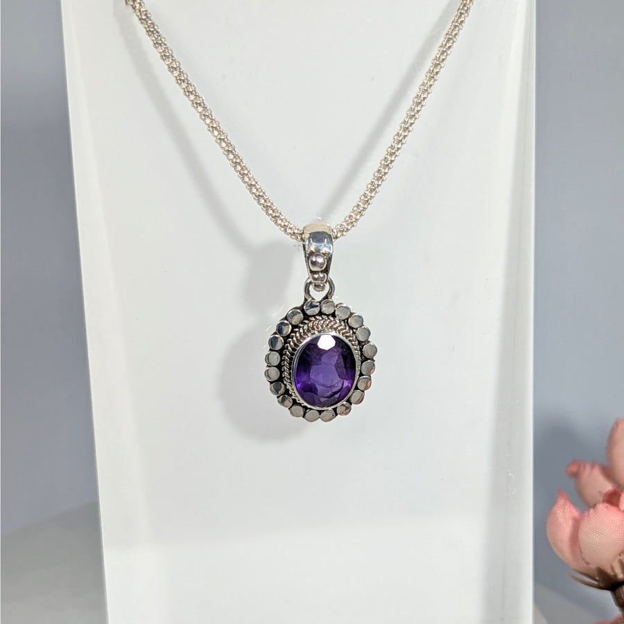 Amethyst.5’’ Oval Faceted Circle design Earrings #LV9937