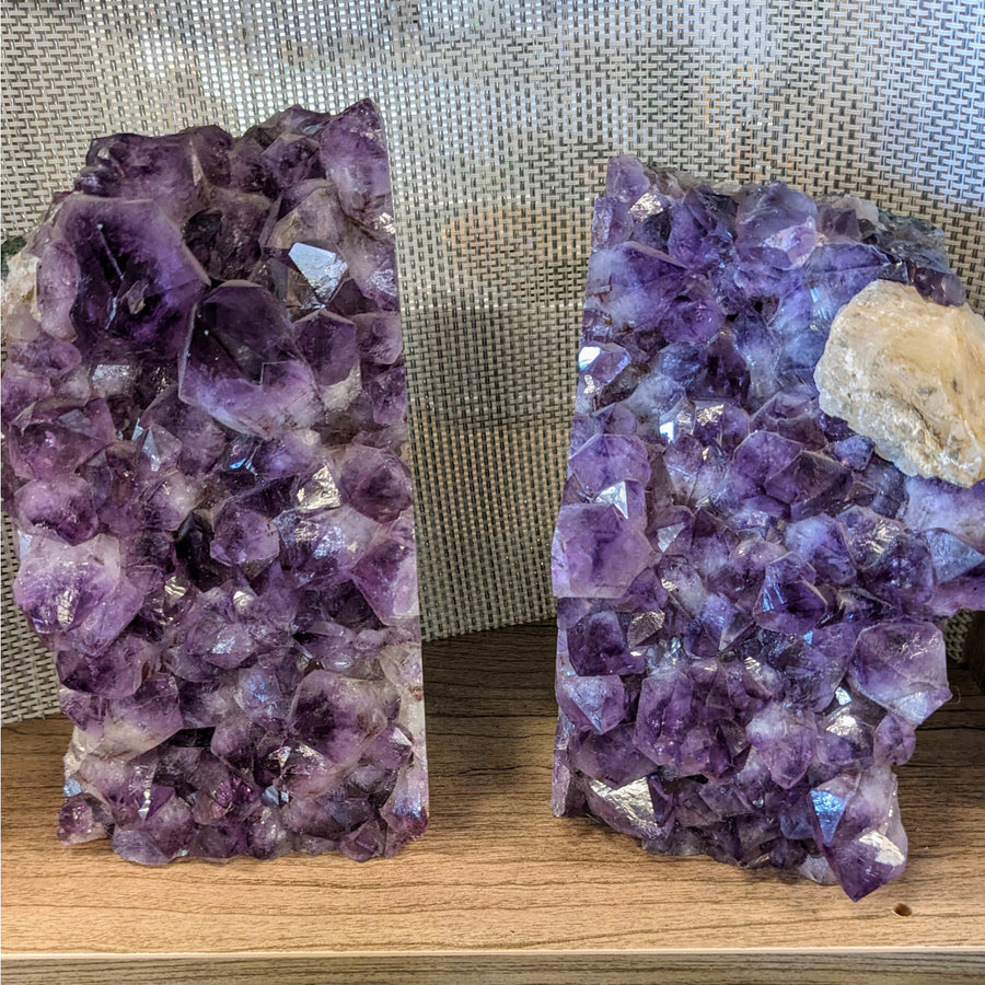 Set of 2 Amethyst Geode Bookends, 6-7 Inches - Perfect Crystal Cluster for Home Decor