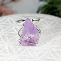 Thumbnail for Raw Amethyst Crystal Ring displayed in Adjustable Ring #LV8467 front view