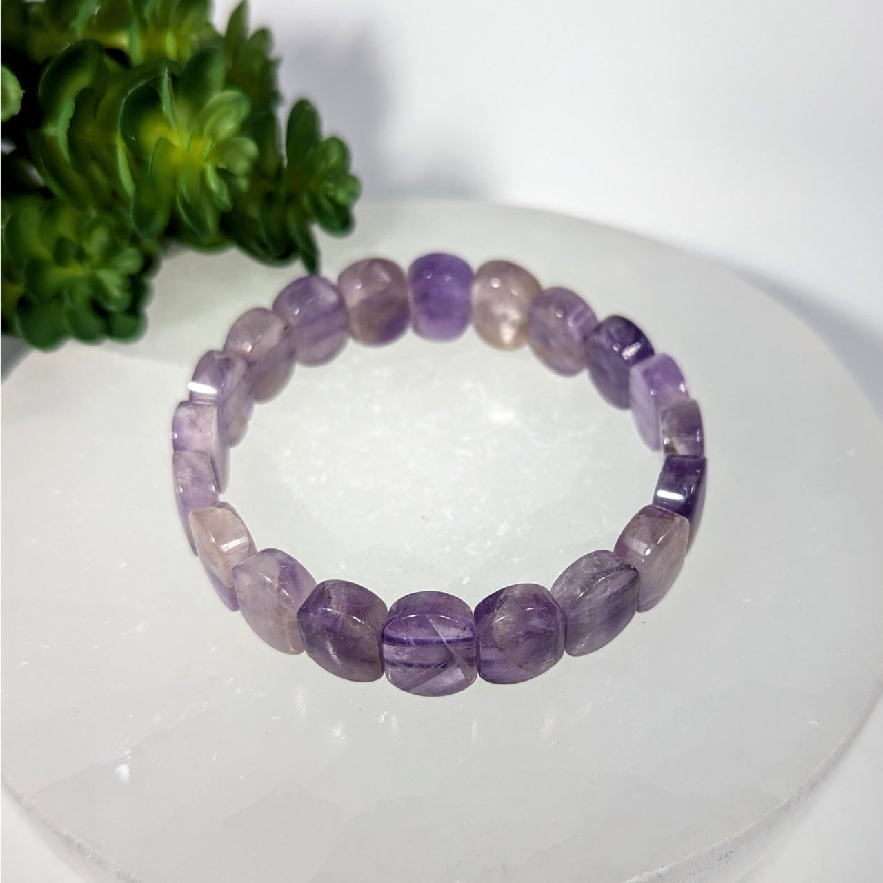 Amethyst 8-inch Oval Bead Bracelet #BC0267 in Purple Shades
