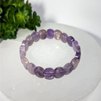 Amethyst 8-inch Oval Bead Bracelet #BC0267 in Purple Shades