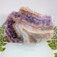 Stunning purple beige striped Amethyst Agate 5’’ polished slab #BC1001