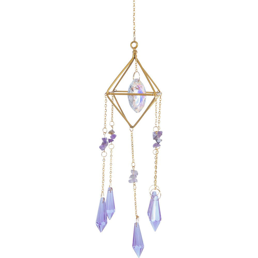 Amethyst and Aurora Borealis Crystal Prism Suncatcher