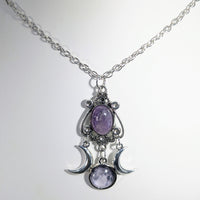 Amethyst Banded 20’’ Double Moon Design Necklace #LV9036