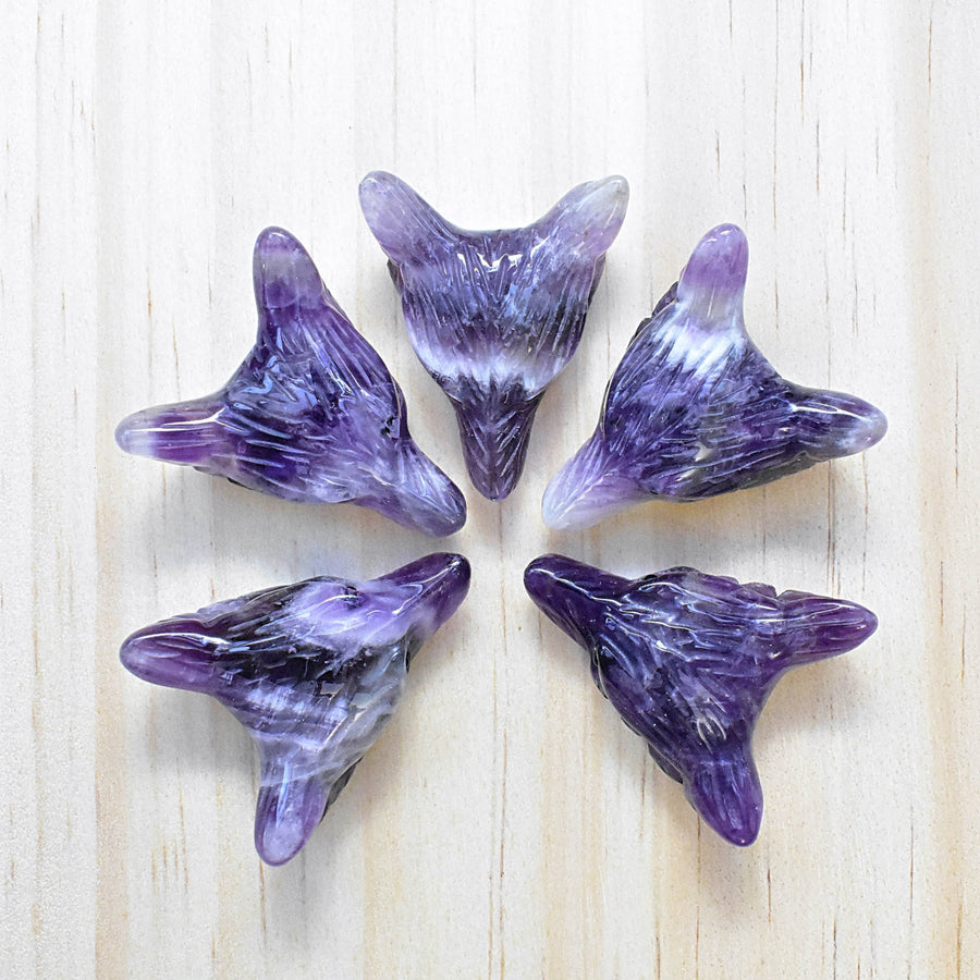 Purple Amethyst Carved Wolf Small 18’’ Necklace #LV9193 Figurine