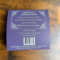 Amethyst Crystal Bookmark #LV9587 with purple box and affirmations