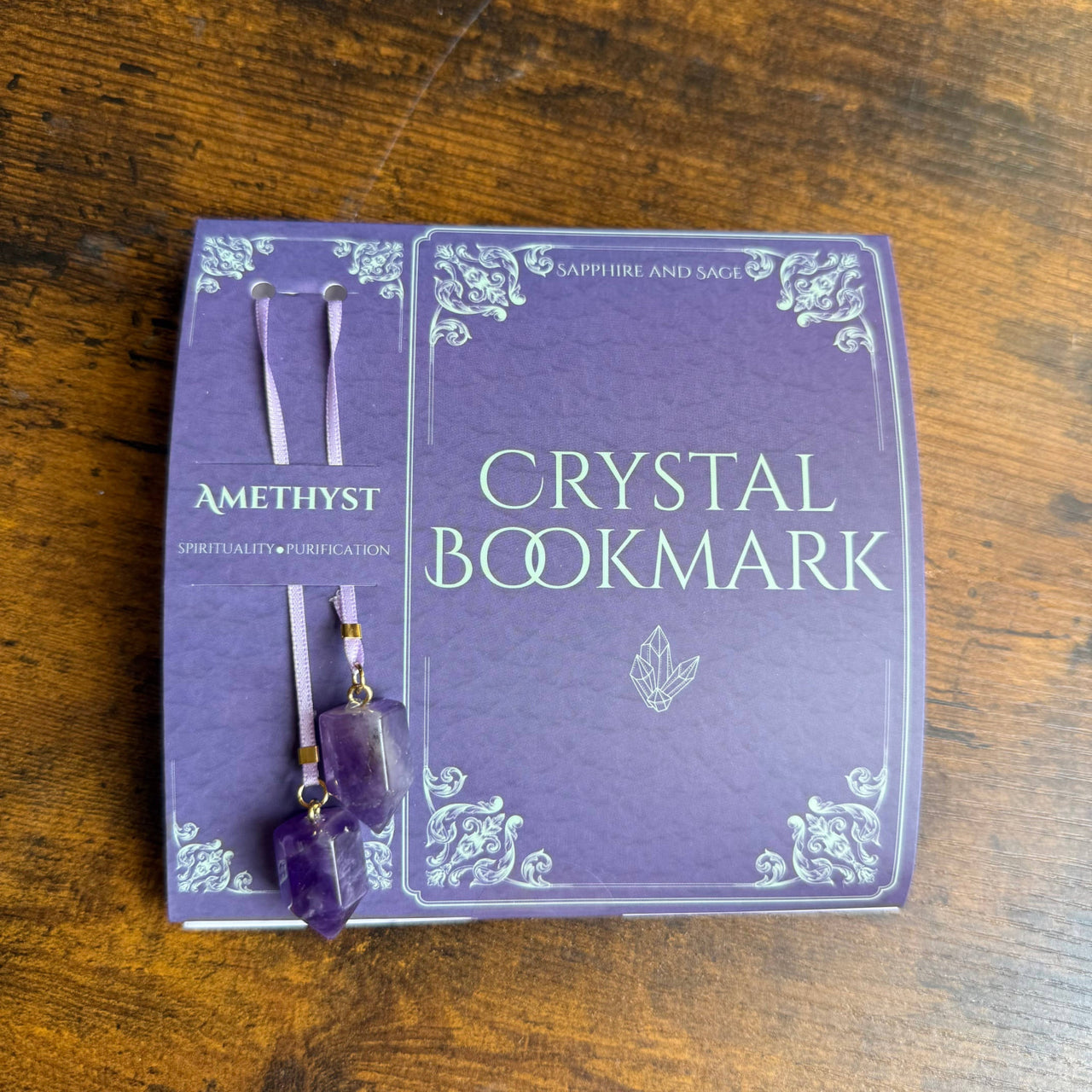 Purple Amethyst Crystal Bookmark #LV9587 with Lavender Ribbon