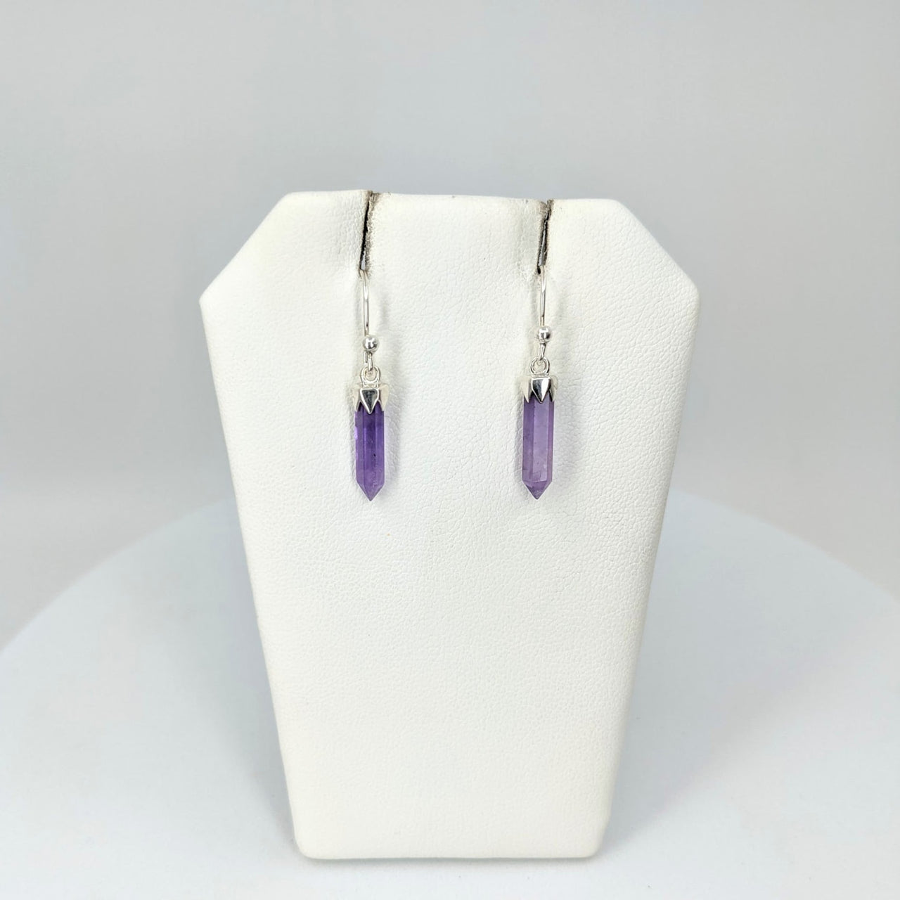 Dainty Amethyst Sterling Silver Point Earrings 1 Pair (2g) #SK8970 - Elegant Jewelry