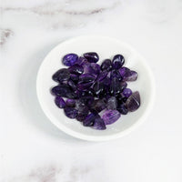 Thumbnail for Amethyst crystals in white bowl, Amethyst Dark Bead 4-11 mm Polished Mixed 12 pack #LV3622