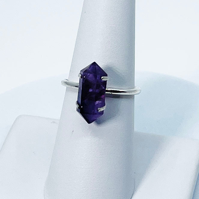 Amethyst Double Terminated Ring.925 Sterling Silver Sizes 
