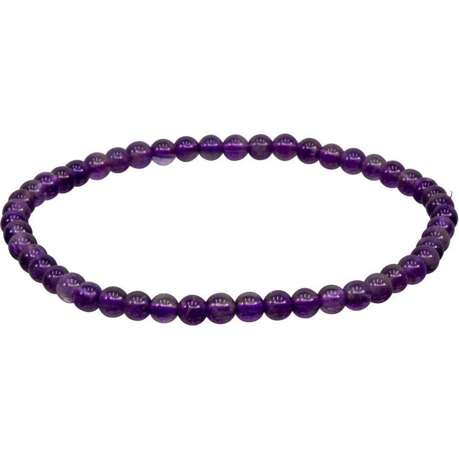 Amethyst Elastic Bracelet 4mm Round Beads #BC0550