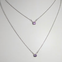 Amethyst Faceted 16’’ - 18’’ Kitty Cat Pendant Necklace