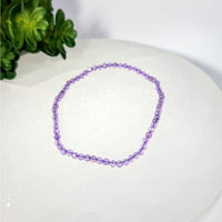 Delicate lavender amethyst faceted 3mm round bead 7’’ bracelet #BC0278