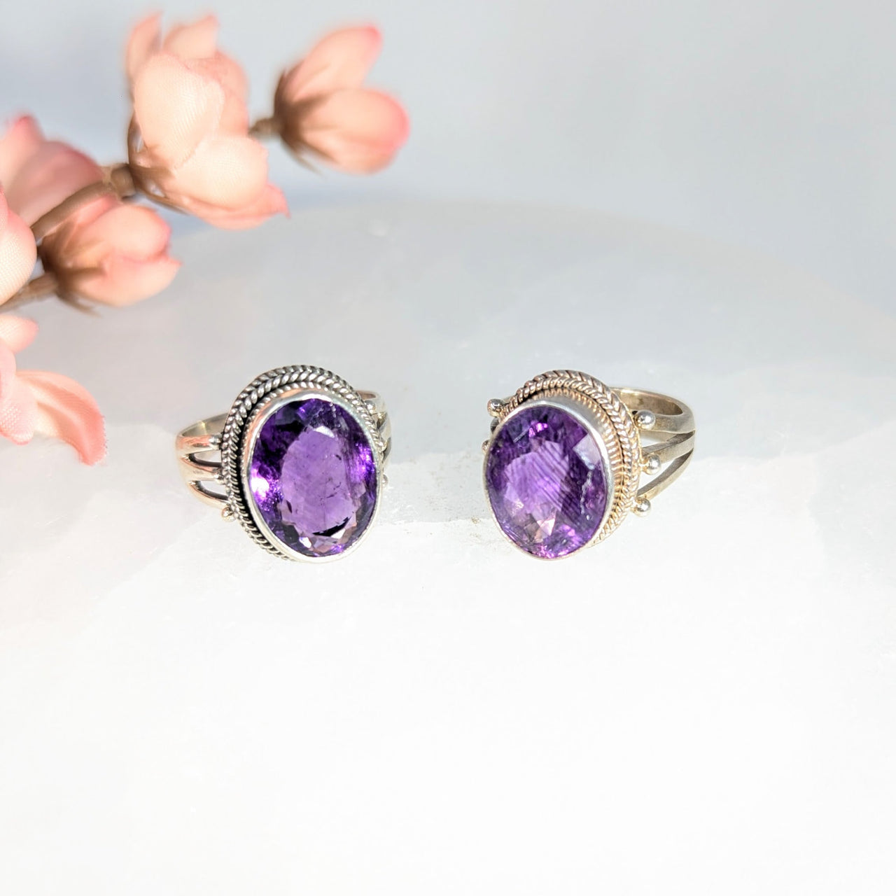 Amethyst Faceted Oval Filigree Ring S.S. #LV9868