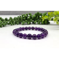 Thumbnail for Purple Amethyst Gemstone Bracelet with 8mm Beads, Stretchable Size 7 inches #LV3993