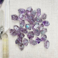 Purple clear faceted amethyst beads with banding in LV9093 necklace