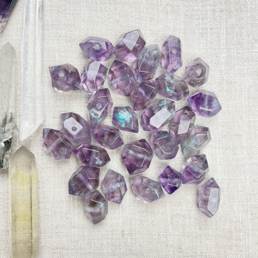 Purple clear faceted amethyst beads with banding in LV9093 necklace