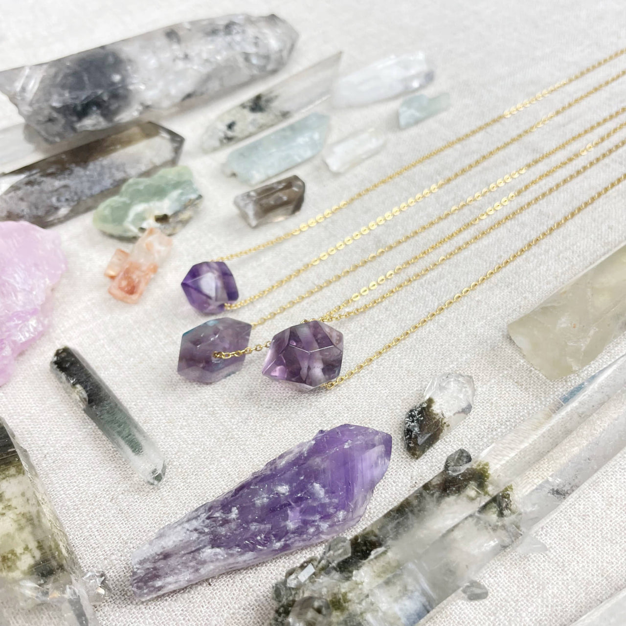 Purple Amethyst Double Terminated Point Necklace #LV9093