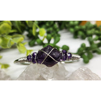 Thumbnail for Amethyst Gemstone Wire Wrapped Bangle Cuff Bracelet #LV4377