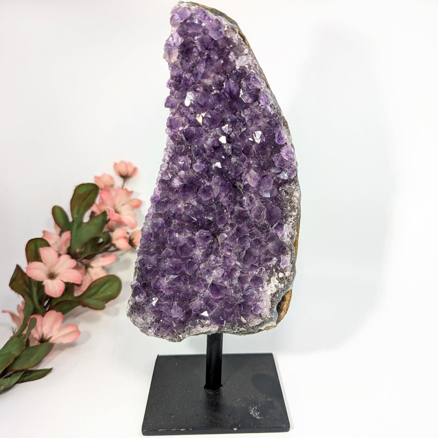Amethyst geode 8.5 inches on black stand displayed in product LV8204