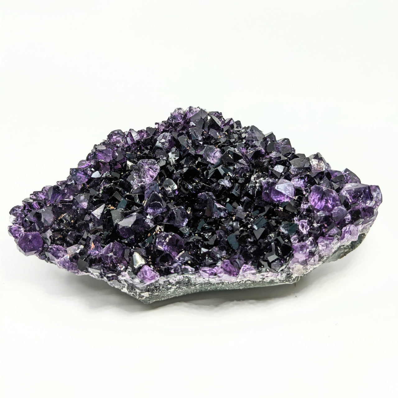 Amethyst Geode, Grade A Druzy Cluster with Agate Base on White Background #SK1113