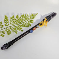 Amethyst Magic Wand 10.5’’ with Gold Dragon #BC1260 black crystal hair stick
