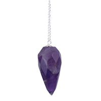Faceted purple amethyst pendulum on silver chain, LV9668