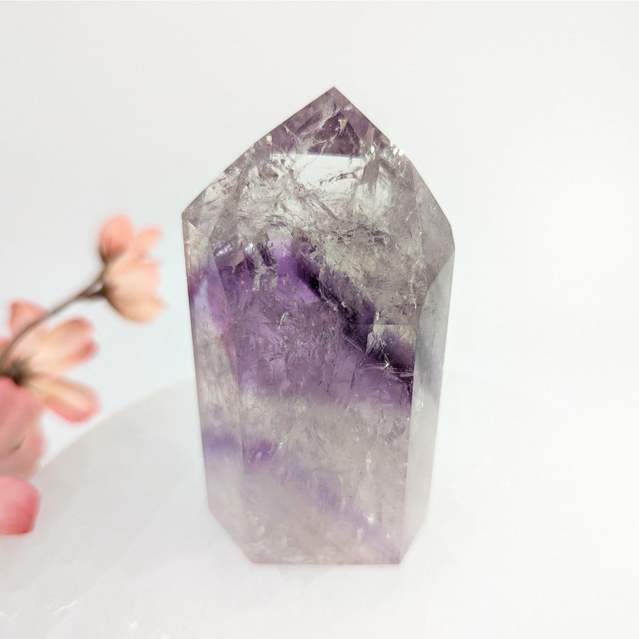 Purple and clear Amethyst Phantom crystal point tower product LV8354