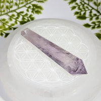 Translucent lavender Amethyst Point 3.6’’ Mini Wand #BC1212 on selenite plate