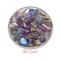 Thumbnail for 1 Medium AMETHYST Rainbow Aura Tumbled Stone (4 - 7 gm) aka 