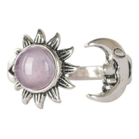 Amethyst sun and moon adjustable ring with lavender gemstone #BC0445