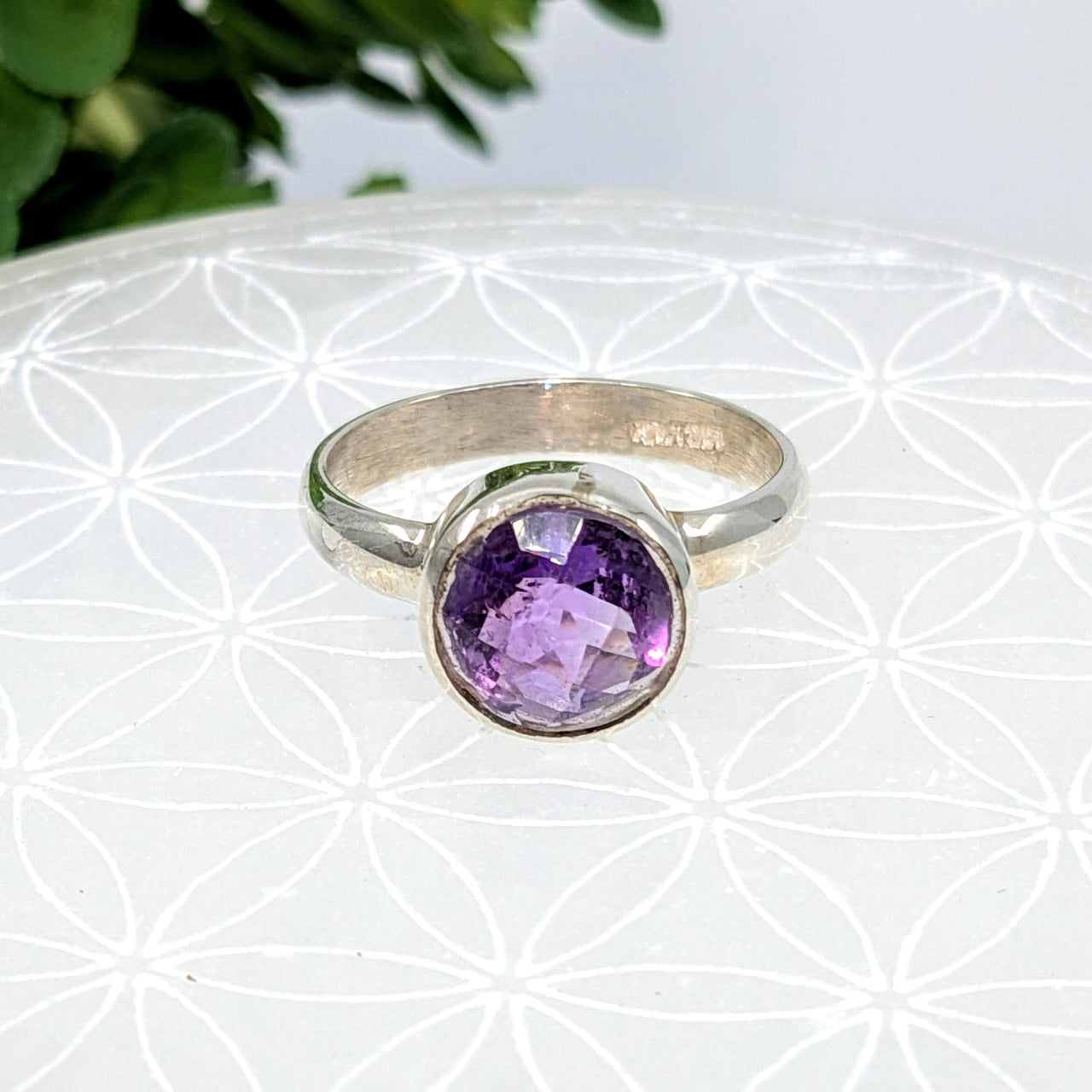 Amethyst Sz. 10.25 Faceted Round Ring #LV6858 - $68