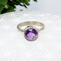 Thumbnail for Amethyst Sz. 10.25 Faceted Round Ring #LV6858 - $68