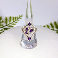 Amethyst Sz 8 Faceted 5 Stone Ring S.S. #BC1538