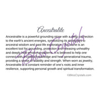 Ancestralite Crystal Information Card Double sided #HC182