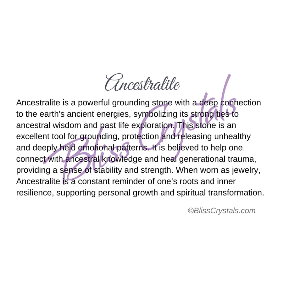 Ancestralite Crystal Information Card Double sided #HC182