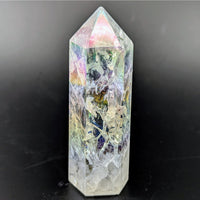 Angel Aura 3.5’’ iridescent crackle quartz crystal tower #BC0303